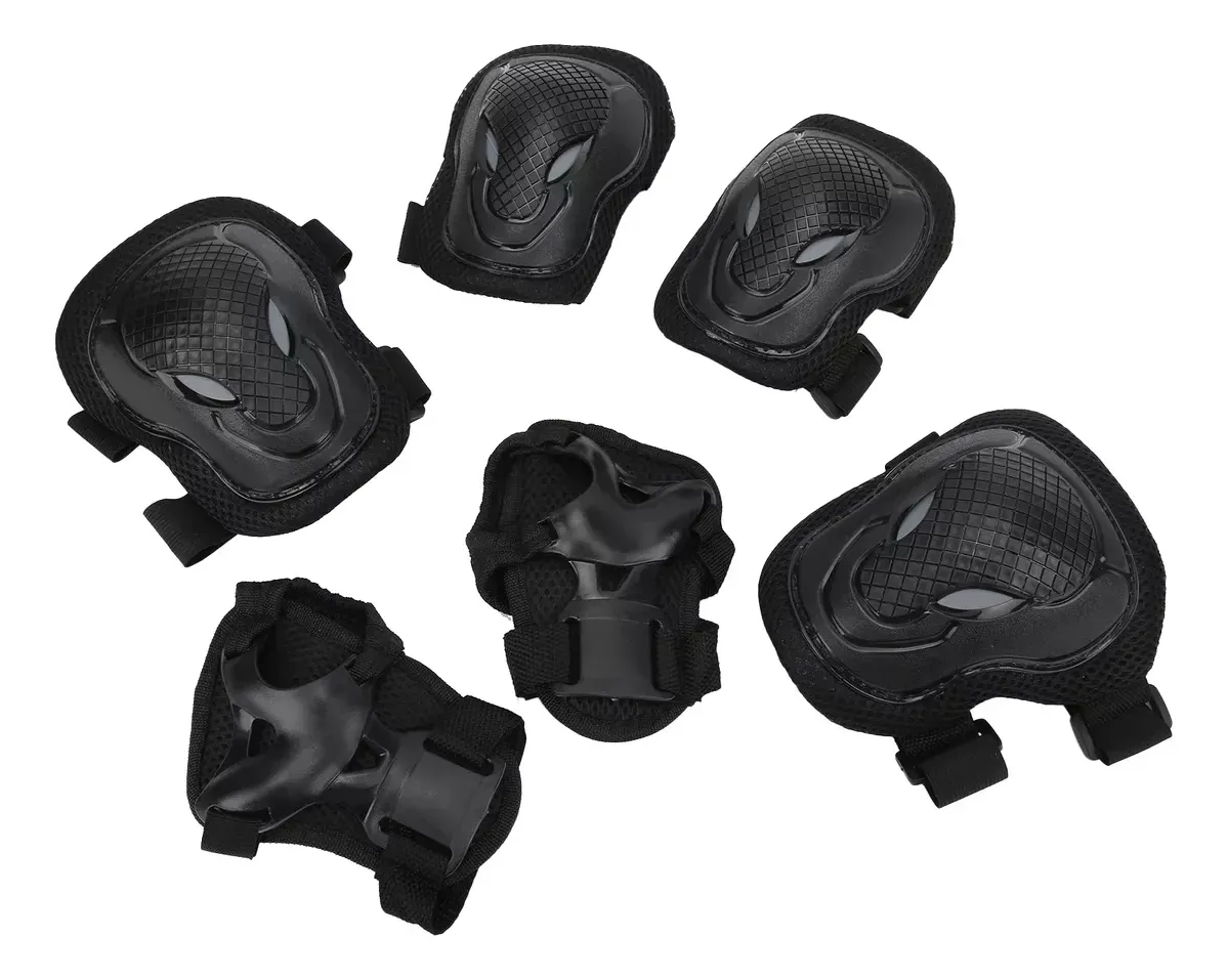Set Proteccion Rodillera Codera Muñequera Ajustable con Velcro Negro