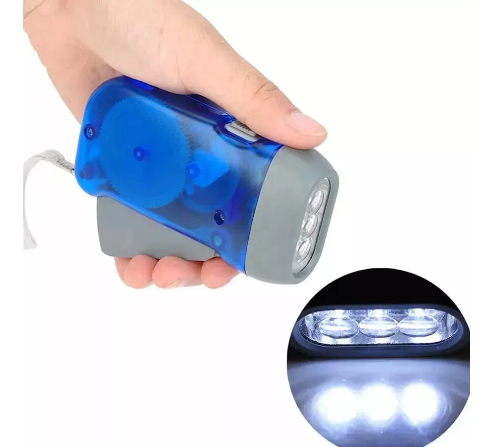Linterna Led ded Plastico A Dinamo No Necesita Pilas Con 3 Lámparas