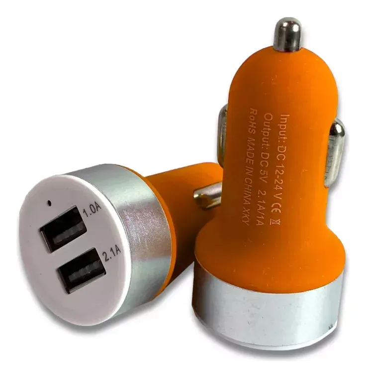 Cargador Cilíndrico Para Auto Con 2 Entradas Usb  12V - 24V