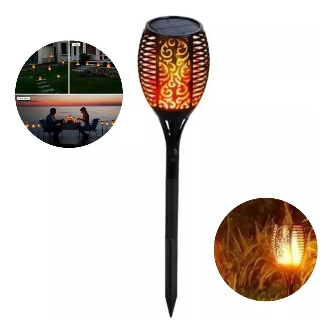 Antorcha Sola Luz Resistente Al Agua Llama Parpadeante Set 2 unidades