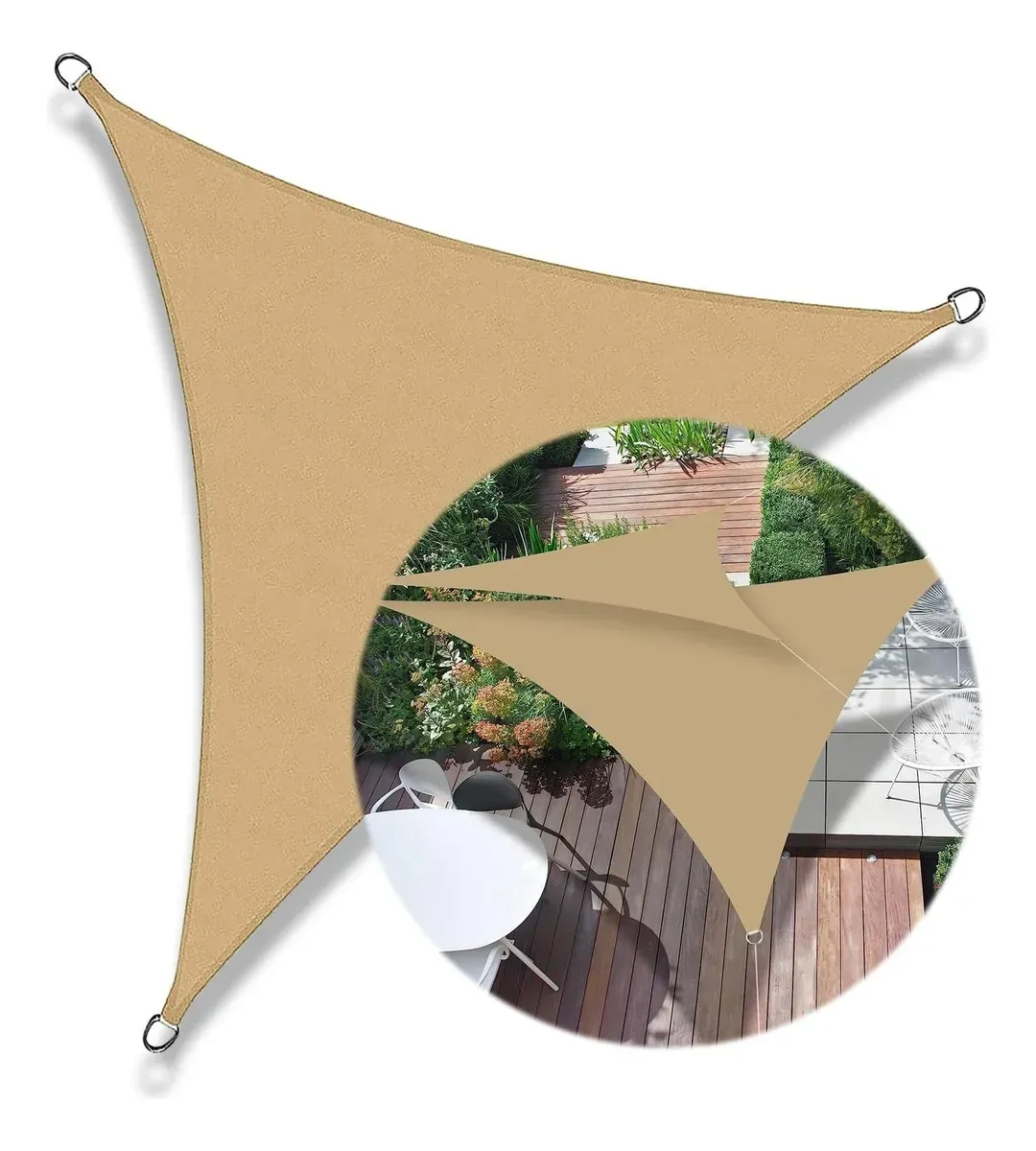 Malla Toldo Uv Triangular Para Exteriores 3.6mts X 3.6mts Bordes reforzados