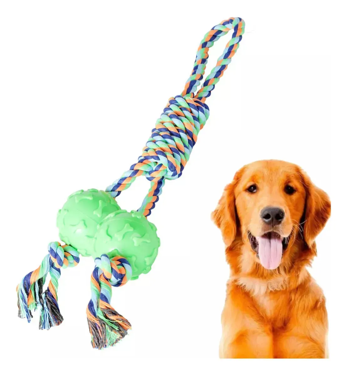 Cuerda Juguete Con Nudos Y 2 Pelotas Para Perros