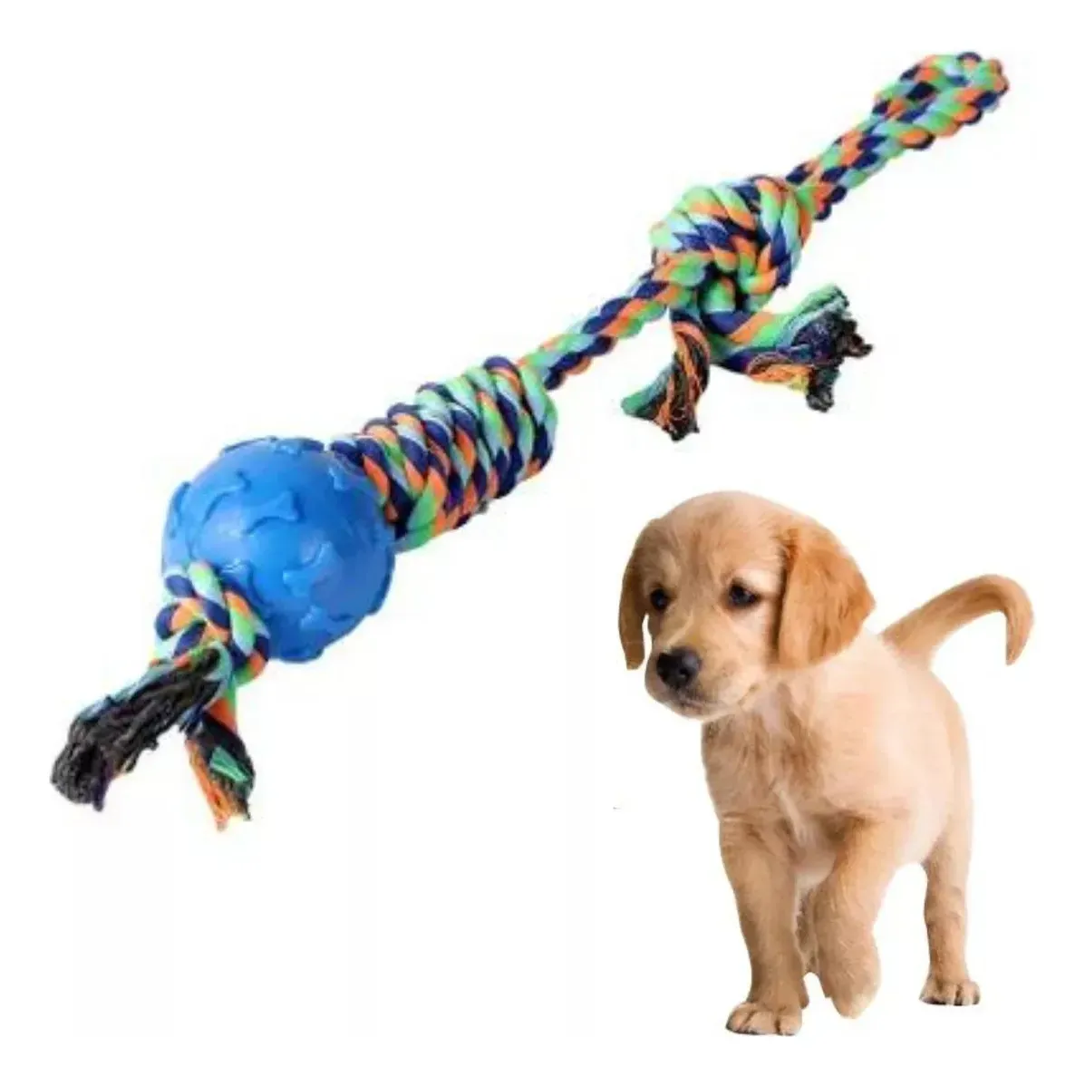 Juguete Cuerda Con Pelota Con Nudos Para Mascotas
