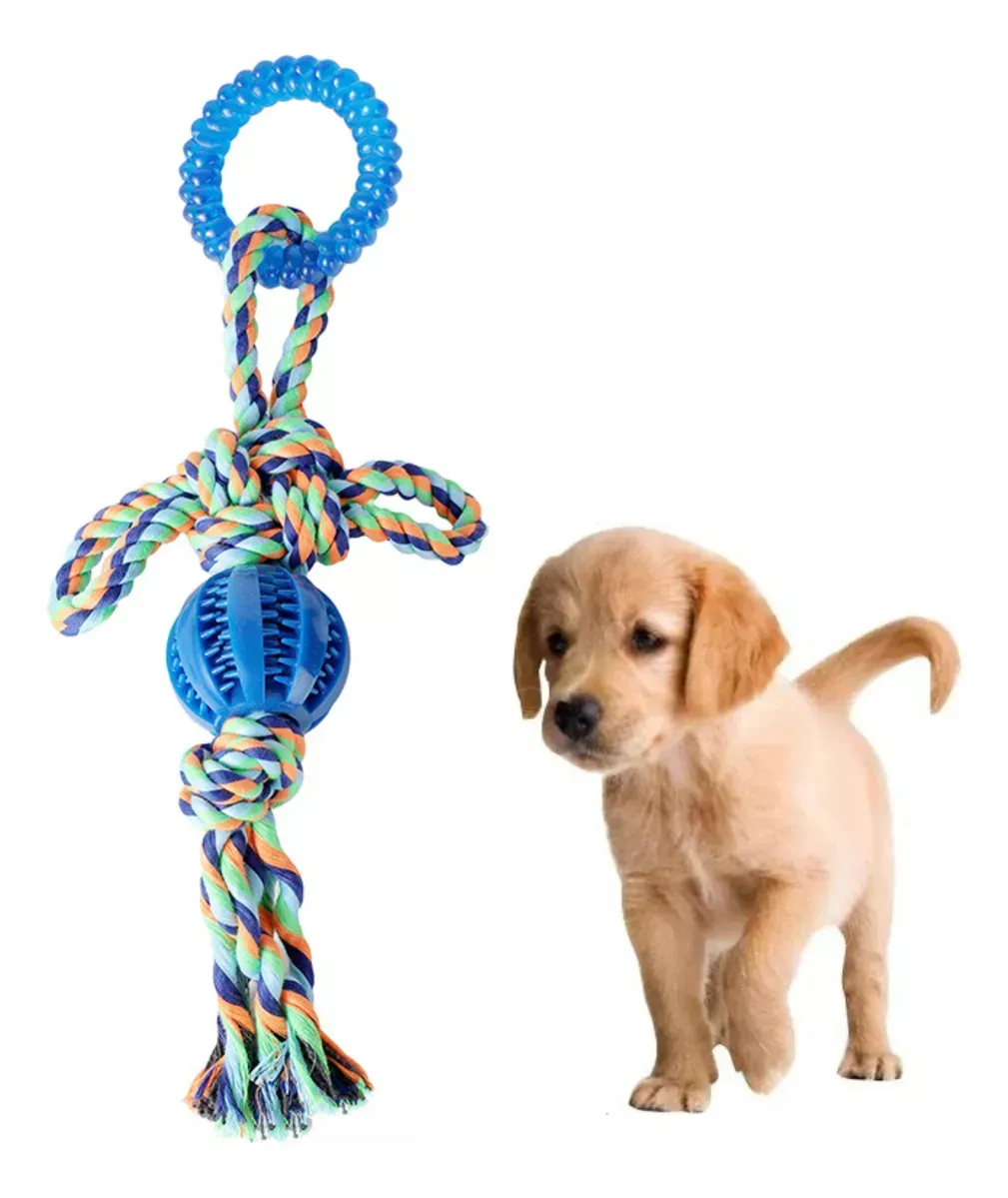 Cuerda Con Nudos Pelota Y Aro Grande Para Perros Mascota