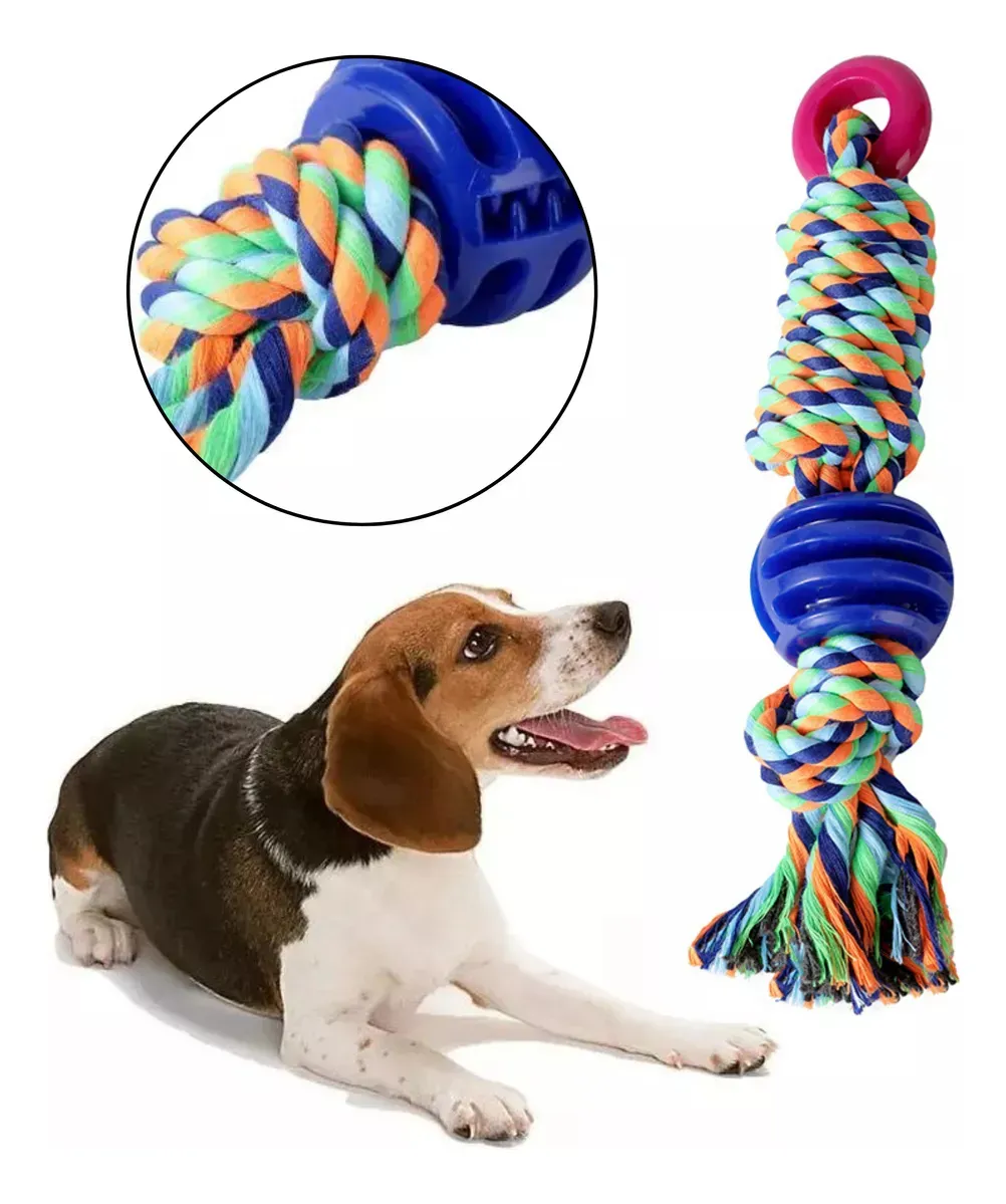 Cuerda Con Nudos Pelota Y Aro Chico Juguete Para Perros