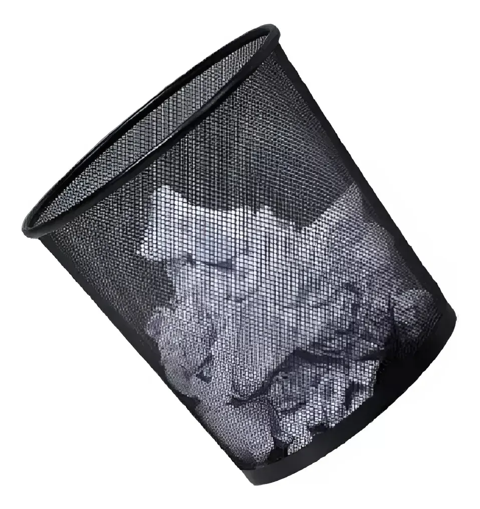 Papelera Metálica Calada Cubo De Basura Metálica y Elegante