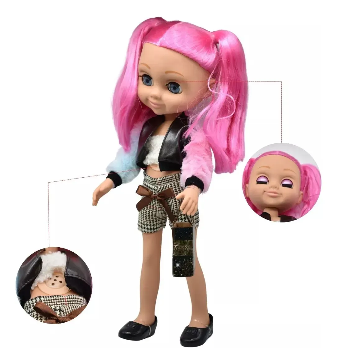 Muñeca De Goma Fashion Musical Parpados moviles 36cm