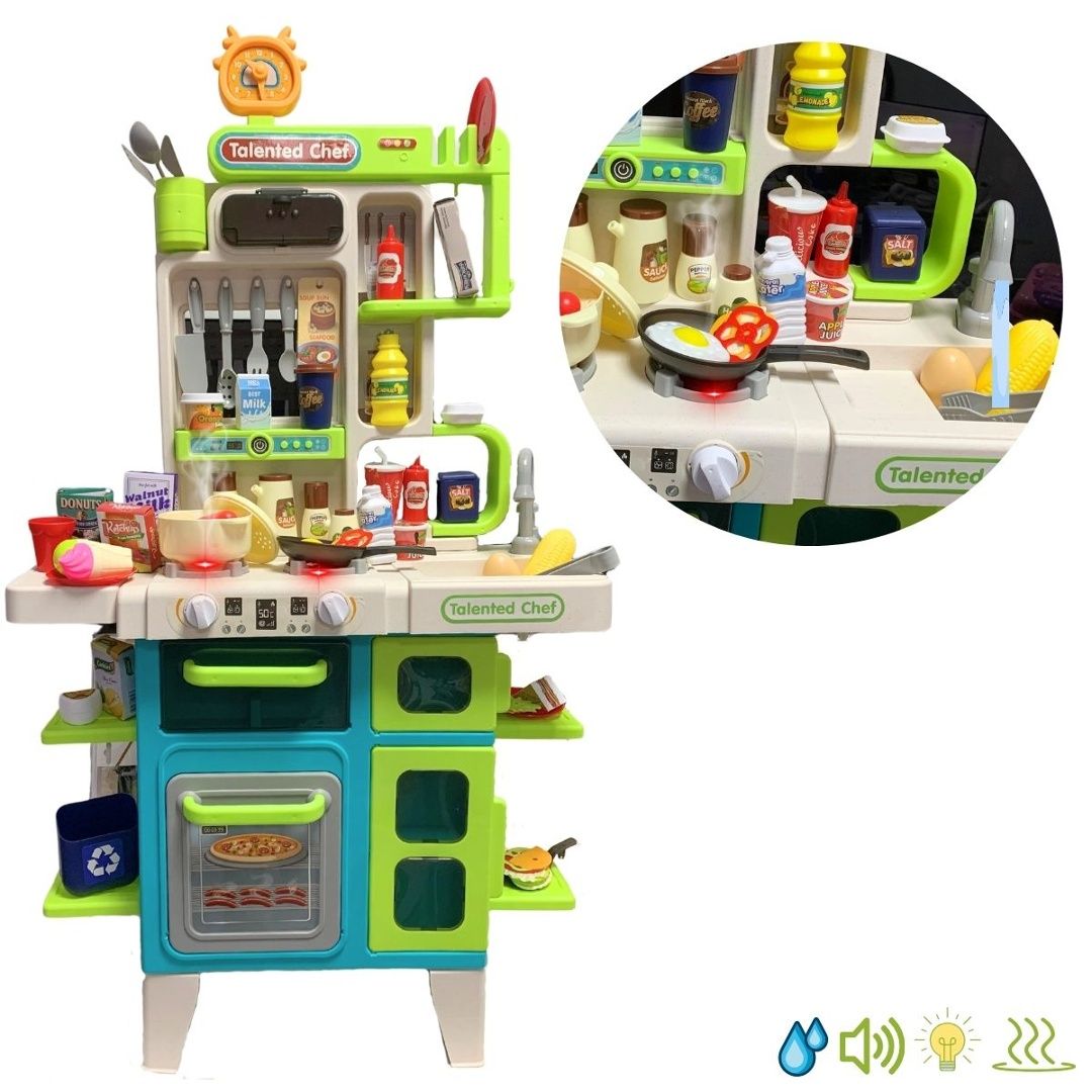 Cocina Con Luz Sonido Y Agua Material Plástico Color: verde.