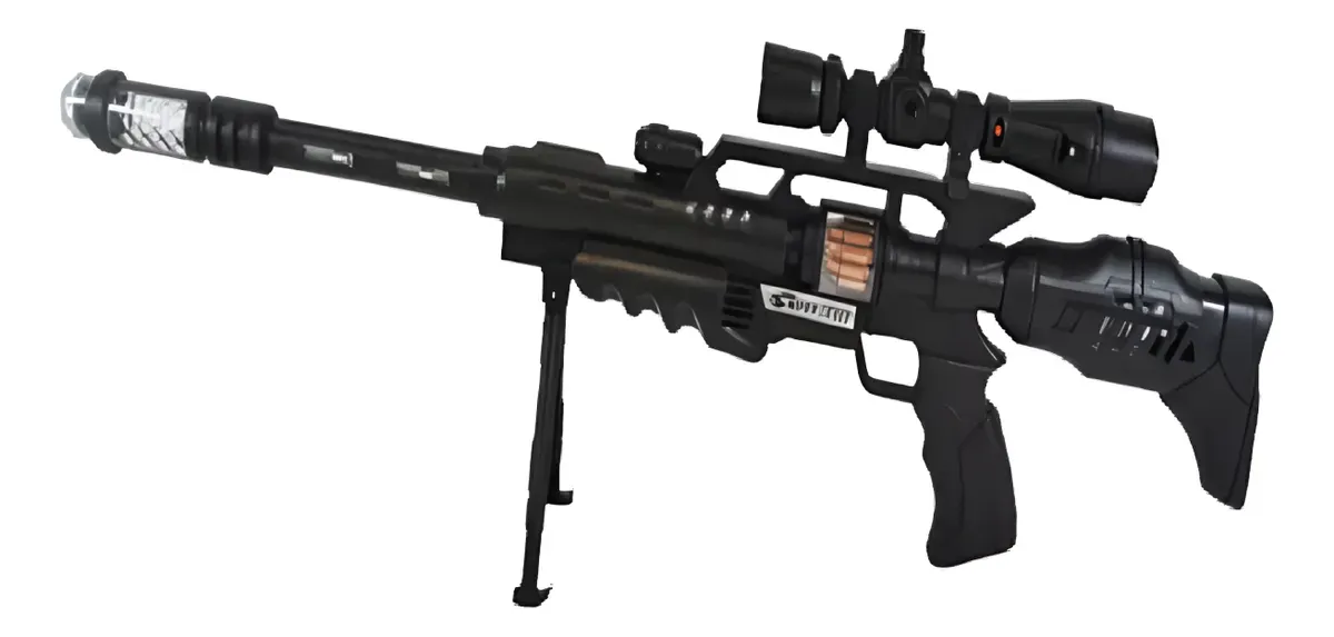 Arma Metralleta Realista Grande Con Vibracion Sonido Luz Mira 68cm