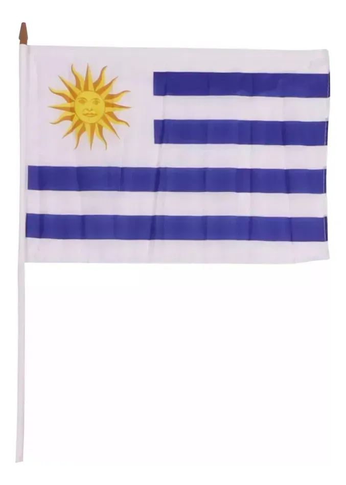 Bandera De Palo Uruguay 30 X 45 Cm Banderín decorativo Material Tela