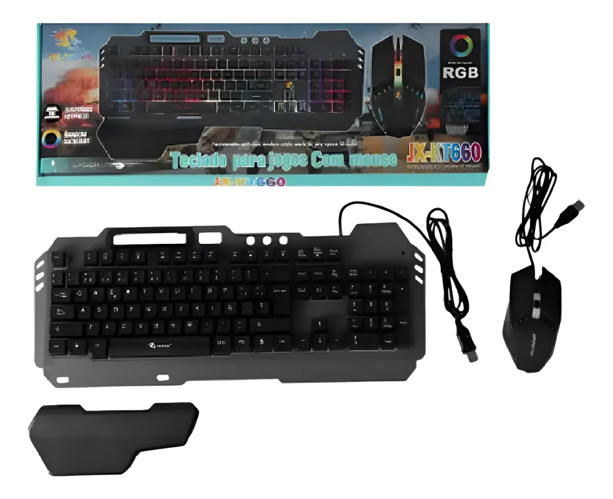 Set De Teclado Gamer Simil Macánico Modelo Jx-kt660