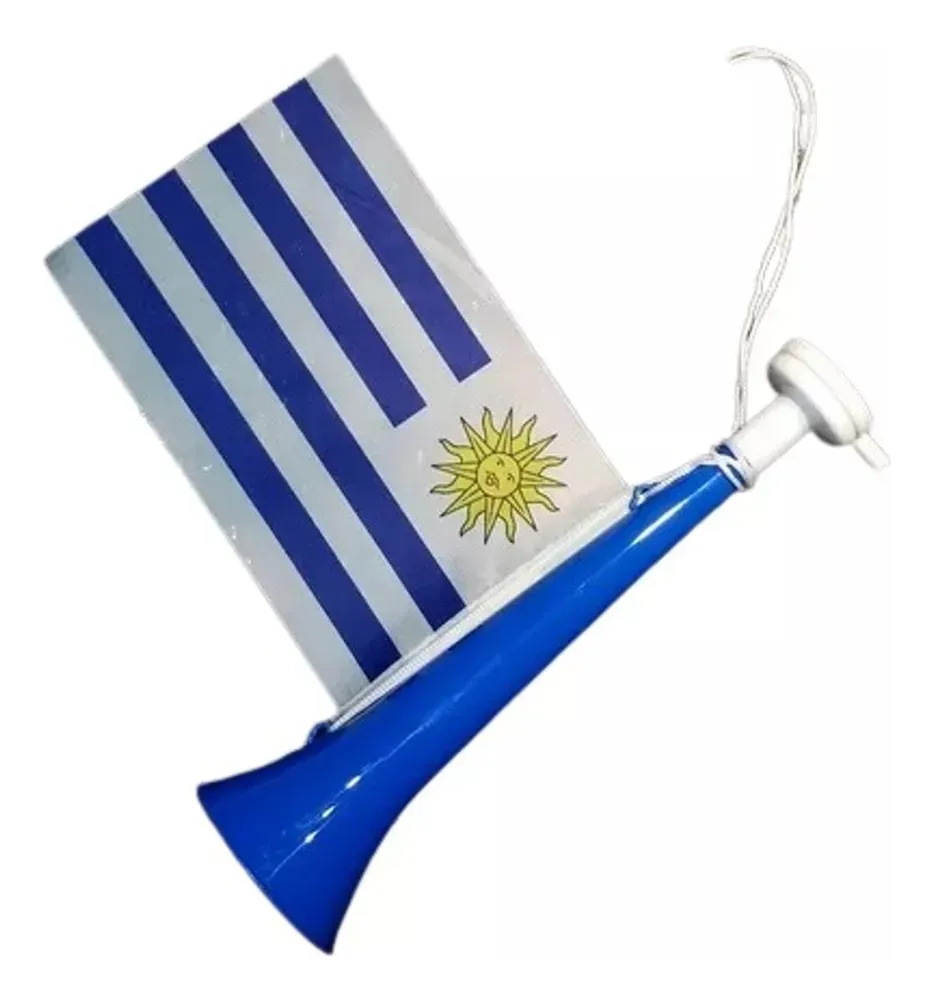 Corneta Material Plastico Con Bandera Uruguay 28 Cm Largo