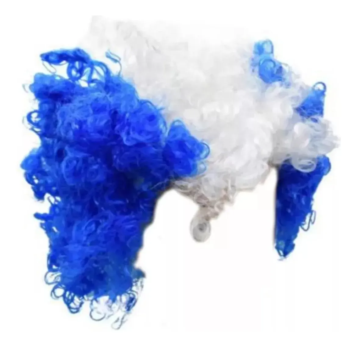 Peluca De Color Azul Con Blanco Medidas 26x21cm