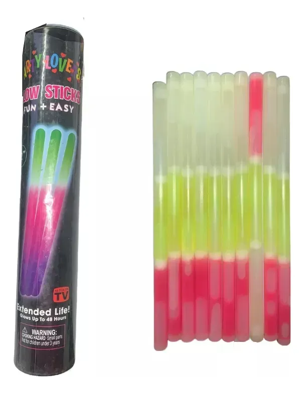 Vara Flúo Química X10 Unidades Para Cotillón De 35 Cm