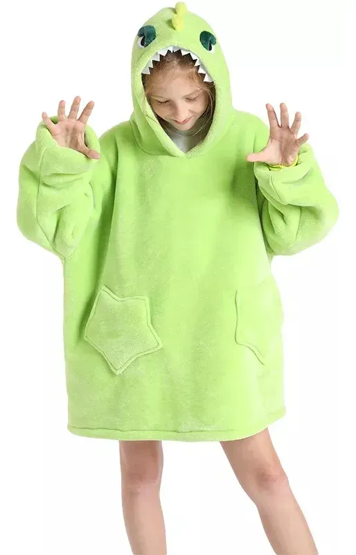 Manta Buzo Bolsillos Sapo Con Capucha Infantil Color Verde