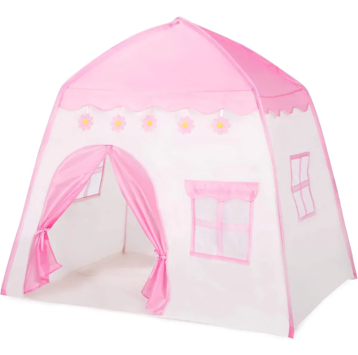 Carpa Casita Para Niños Rosada Con Flores Tela Plástica