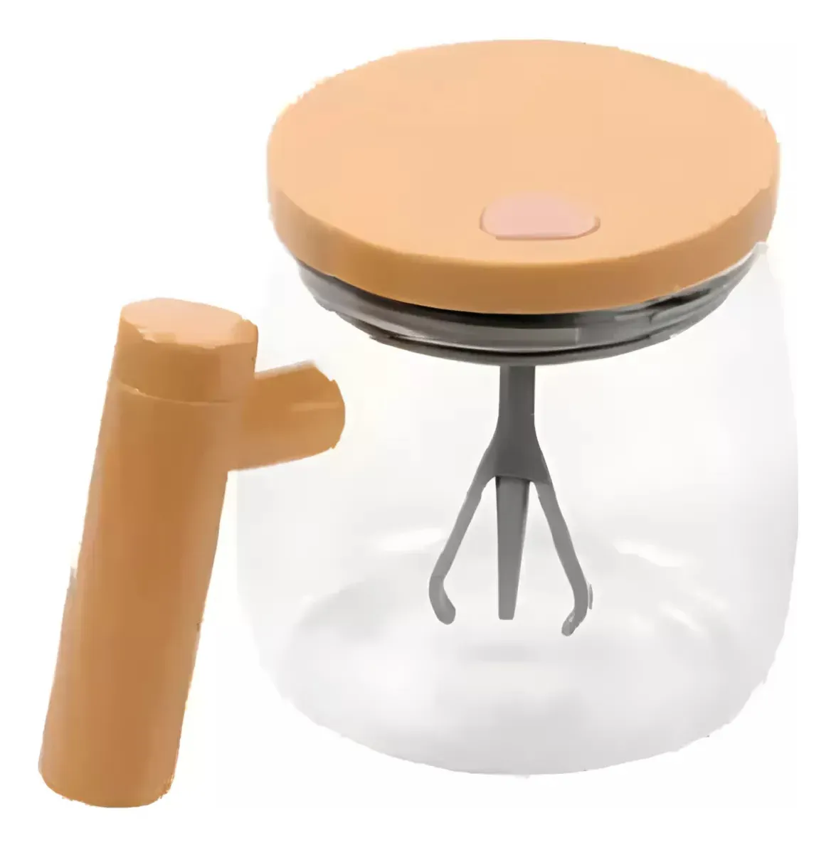 Taza De Vidrio Con Mezclador Automatico Tapa De Madera