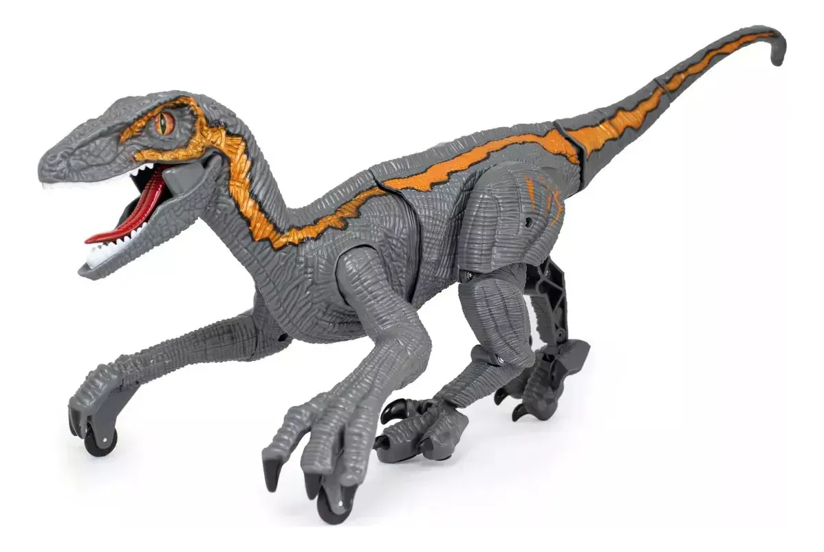 Dinosaurio Velociraptor Vede /gris Sonido Y Luz Con Control