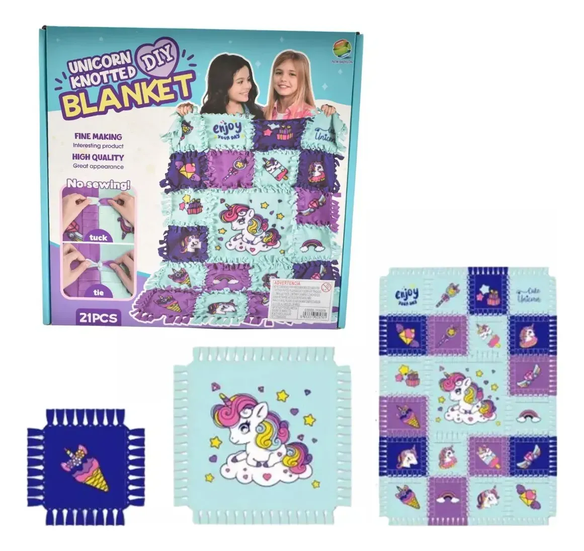 Juguete Para Niños Juego Diseño Unicornio Arma Tu Manta 21pcs