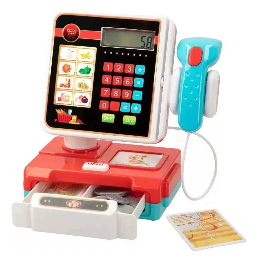 Caja Registradora De Plástico Infantil Con Luz Y Sonido