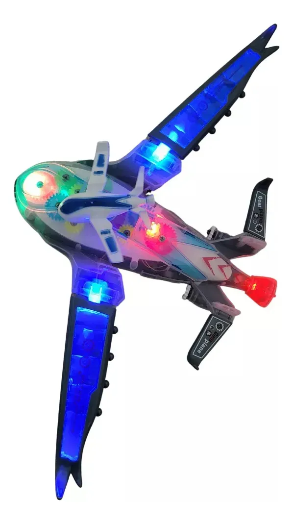 Avión Con Luces Y Sonido De Plástico 16x25cm Aproximadamente