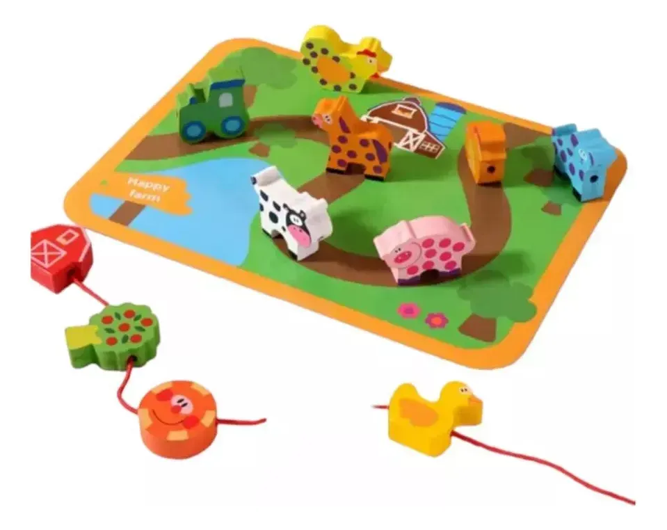 Juego Ciudad Educativo De Madera 12 Piezas Para Niño