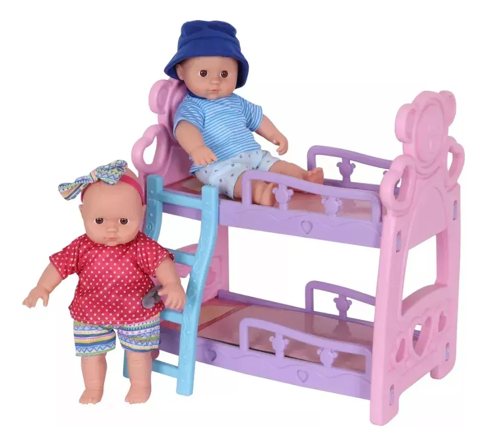 2 Muñecos Mellizos Deb 30 Centimetros Con Cucheta
