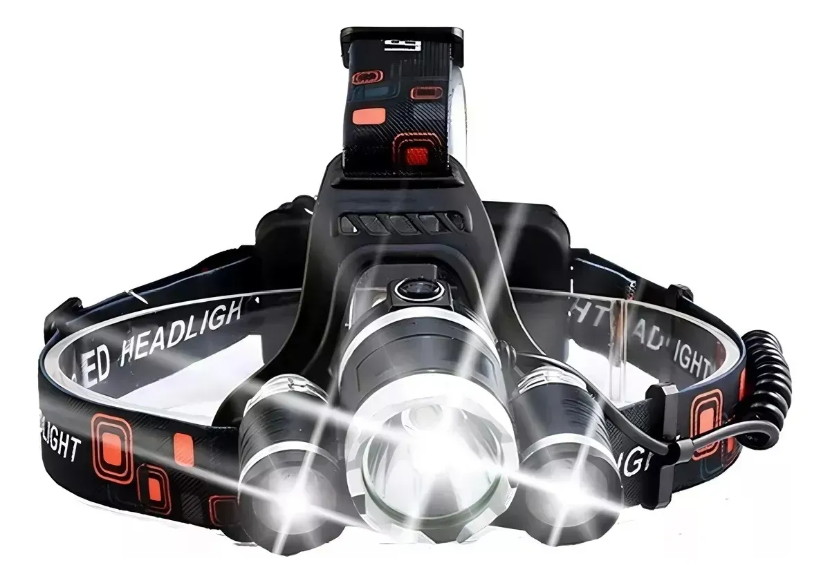 Linterna De 3 Led Minero Recargable Camping Caza Pesca