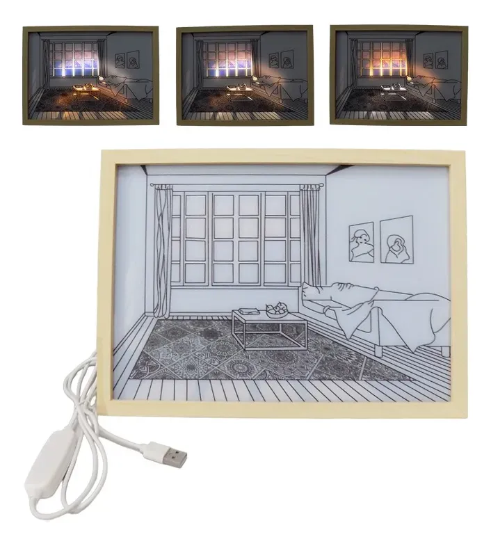 Cuadro De Foto Con Luz Iluminación, De Mesa Marco Decoración