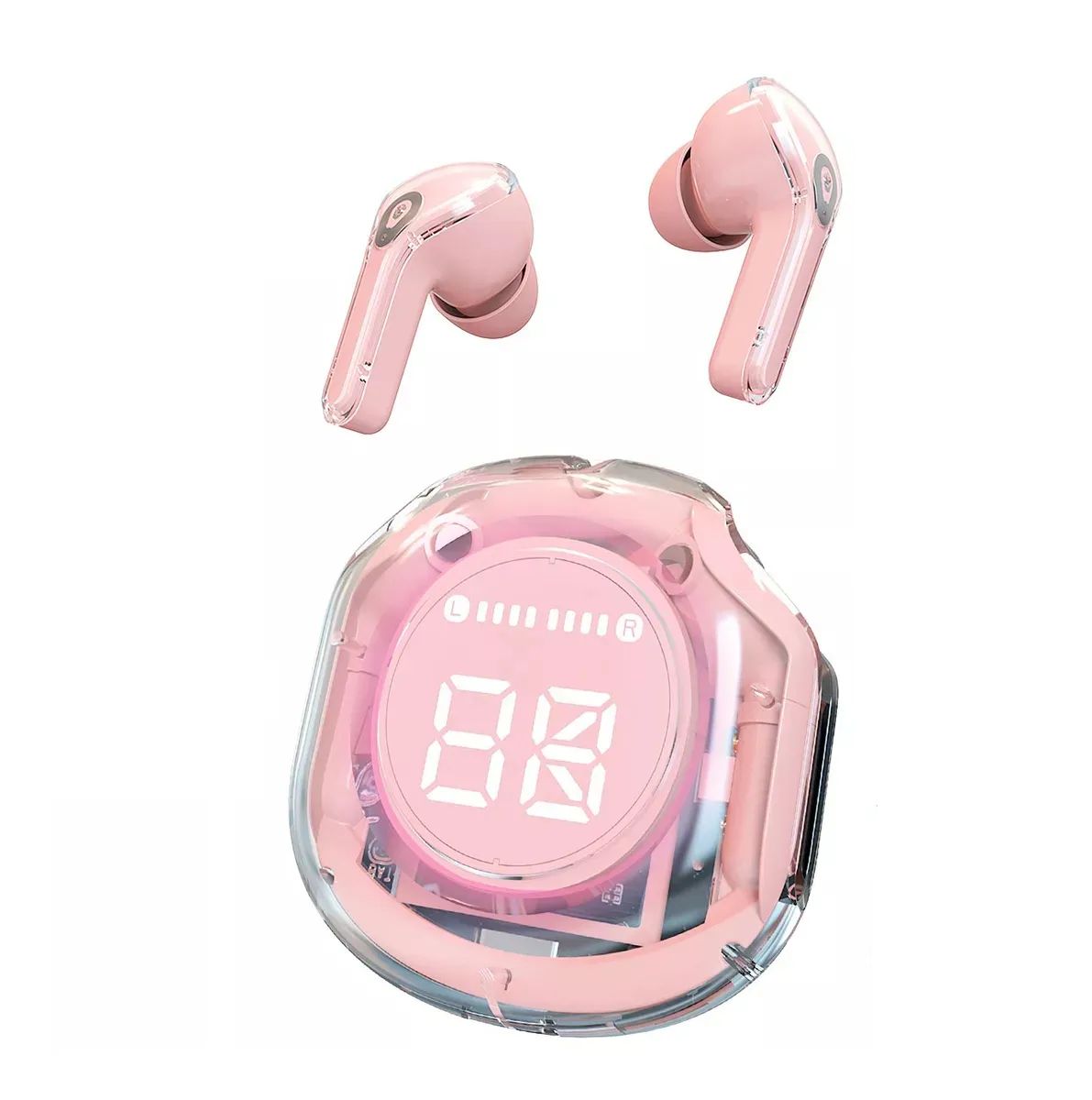 Auriculares Inalambricos Pantalla Digital Bluetooth Rosa Rosa