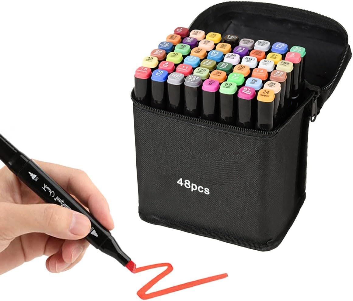 Set De 48 Plumones De Doble Punta Para Dibujo Marcadores Aleatorio