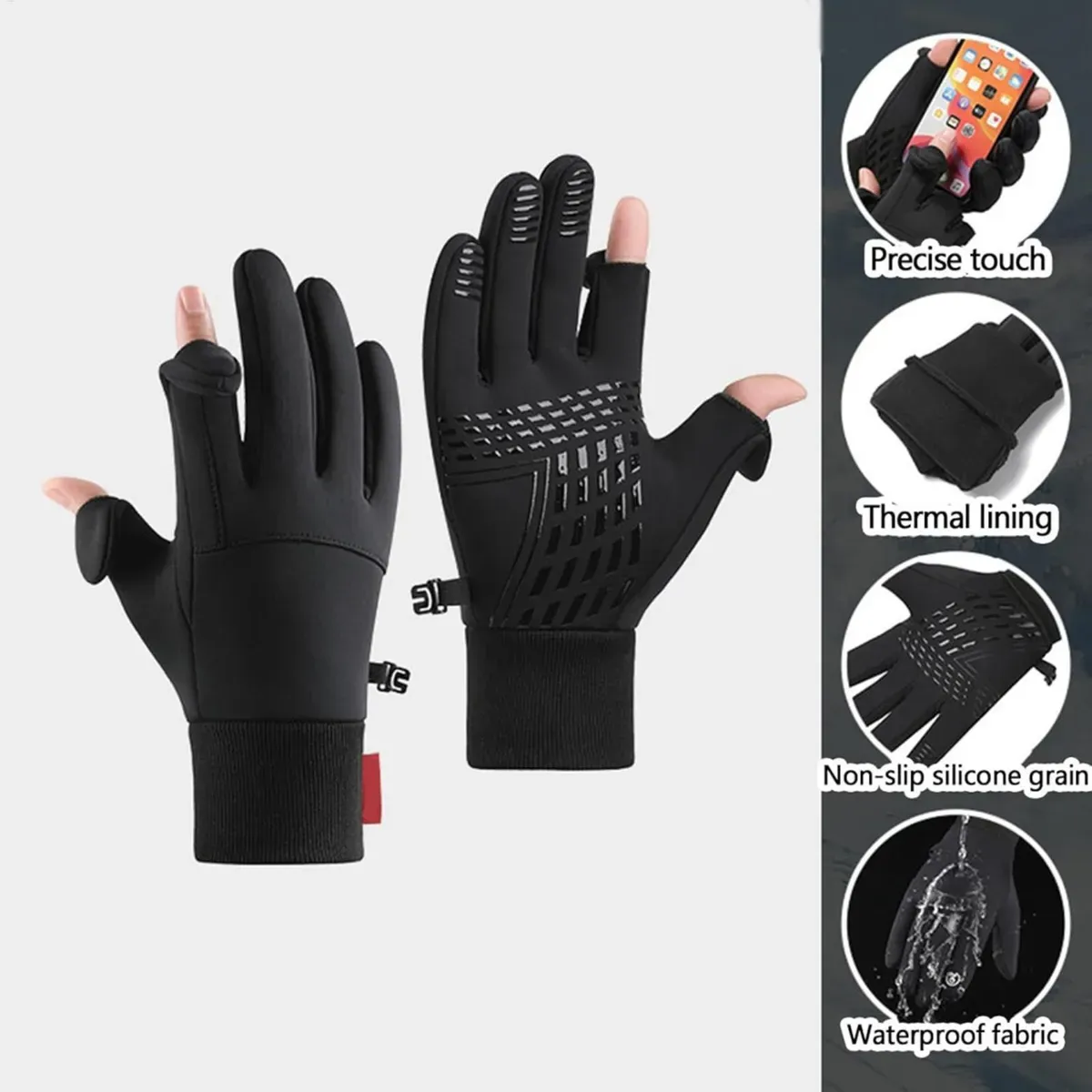 Guantes De Ciclismo Guantes de Invierno Termicos Dedos Abiertos