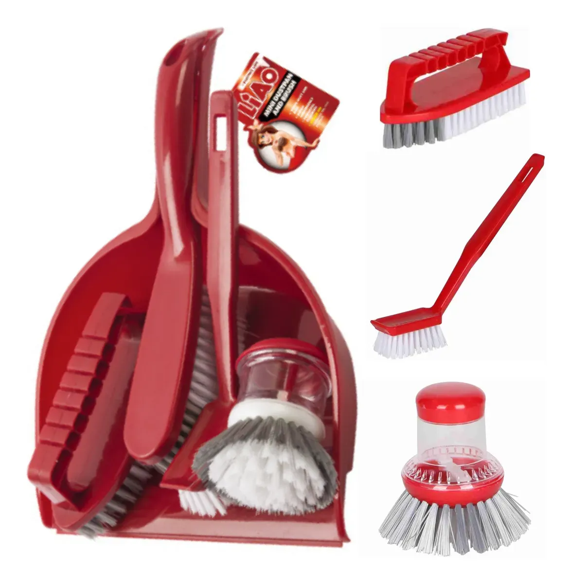 Set Mini Cepillos Y Pala De Limpieza Multiproposito 5 Piezas