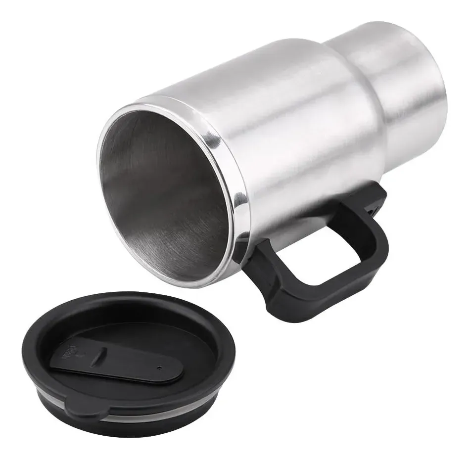 Taza Eléctrica Con Conector Para Auto Ideal Para Viajes 12v Color Plata