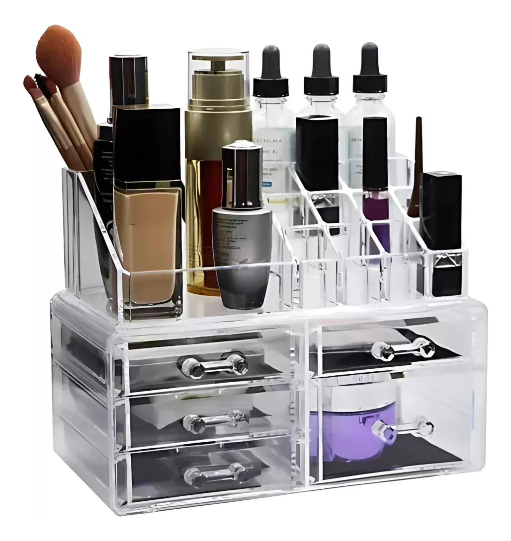 Organizador Maquillaje Acrílico Cajones Porta Cosméticos Transparente