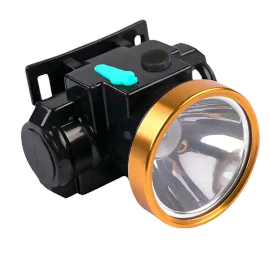 Linterna Minera Recargable Bateria Interna Blanco Negro con Dorado
