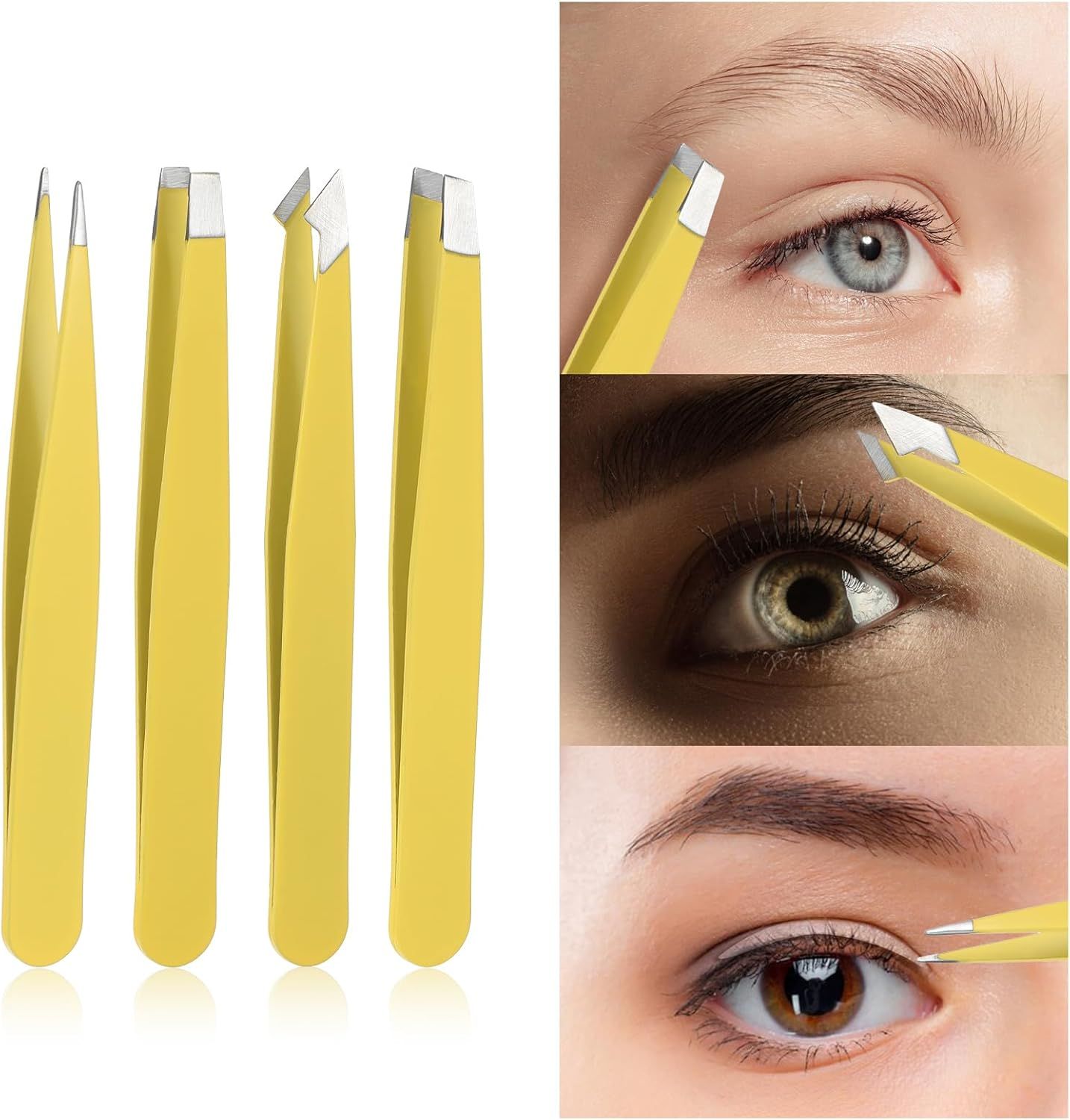 Juego Set De 4 Pinzas Profesionales Para Cejas