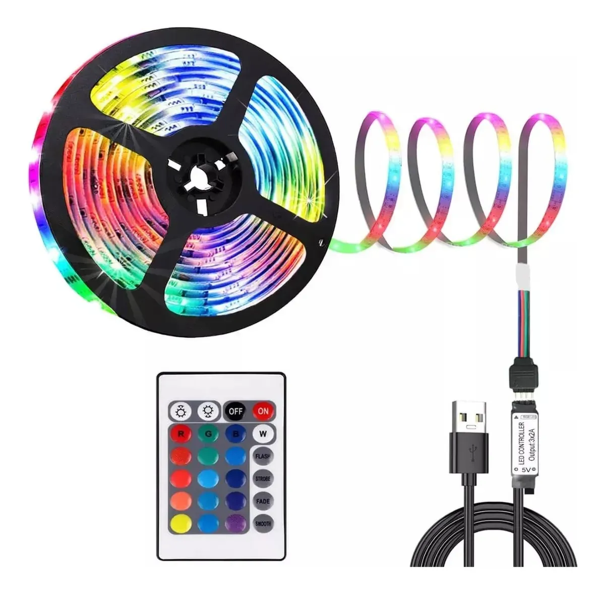 Cinta Led De 3 Metros Tira Usb Rgb Con Control