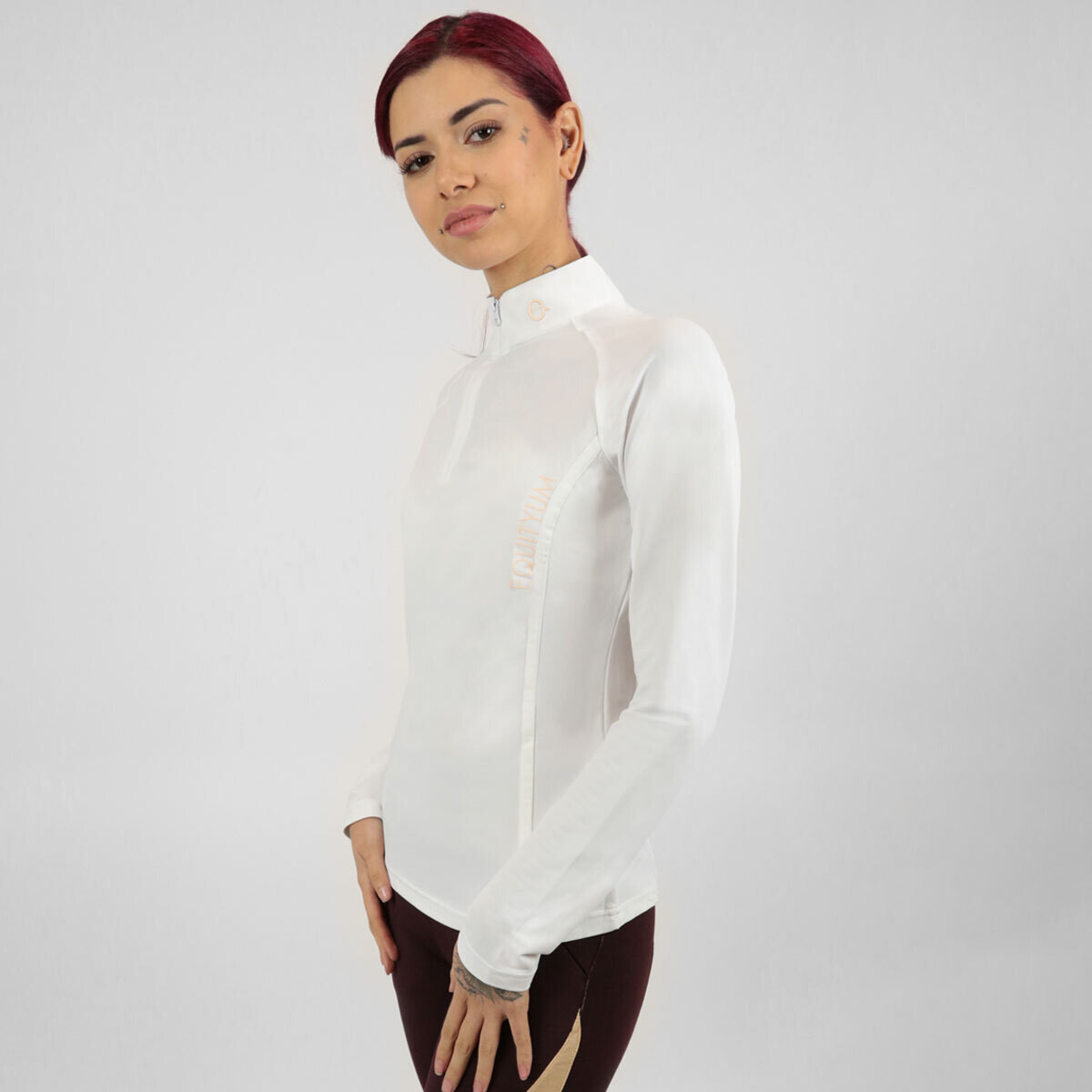T-Shirt Concorso Donna Equityum Bonnie Manica Lunga, Eleganza Italiana e Funzionalità Tecnica per il Cavaliere e l’Amazzone, Tessuto Traspirante