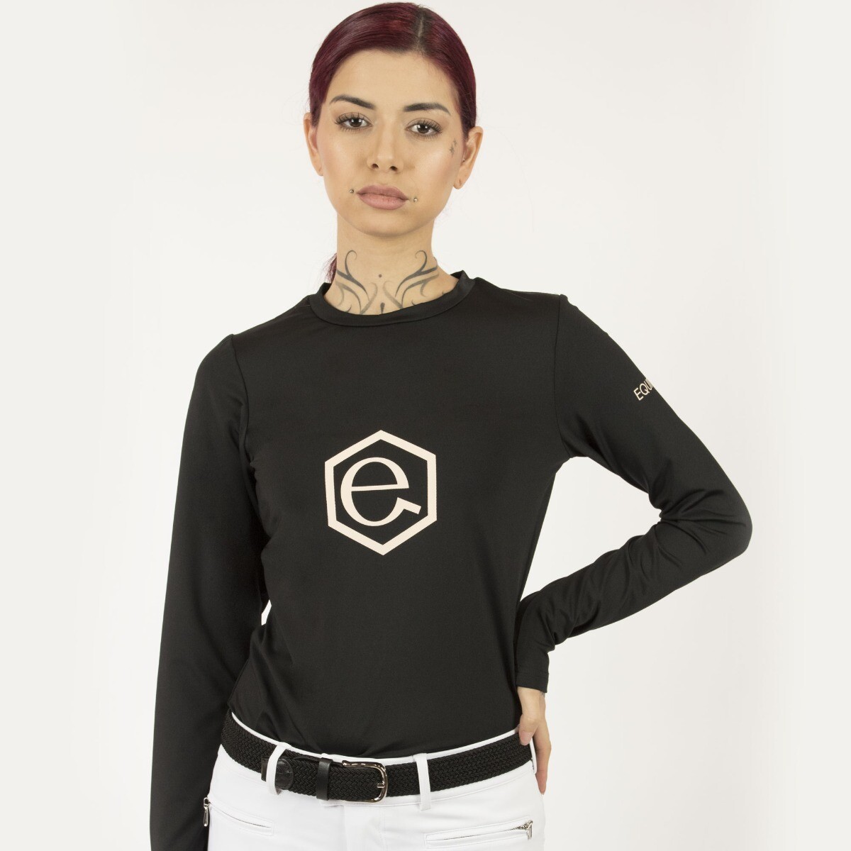 T-Shirt Equitazione Donna Equityum Freya Maniche Lunghe, Eleganza Italiana e Funzionalità Tecnica per il Cavaliere e l’Amazzone, Tessuto Traspirante