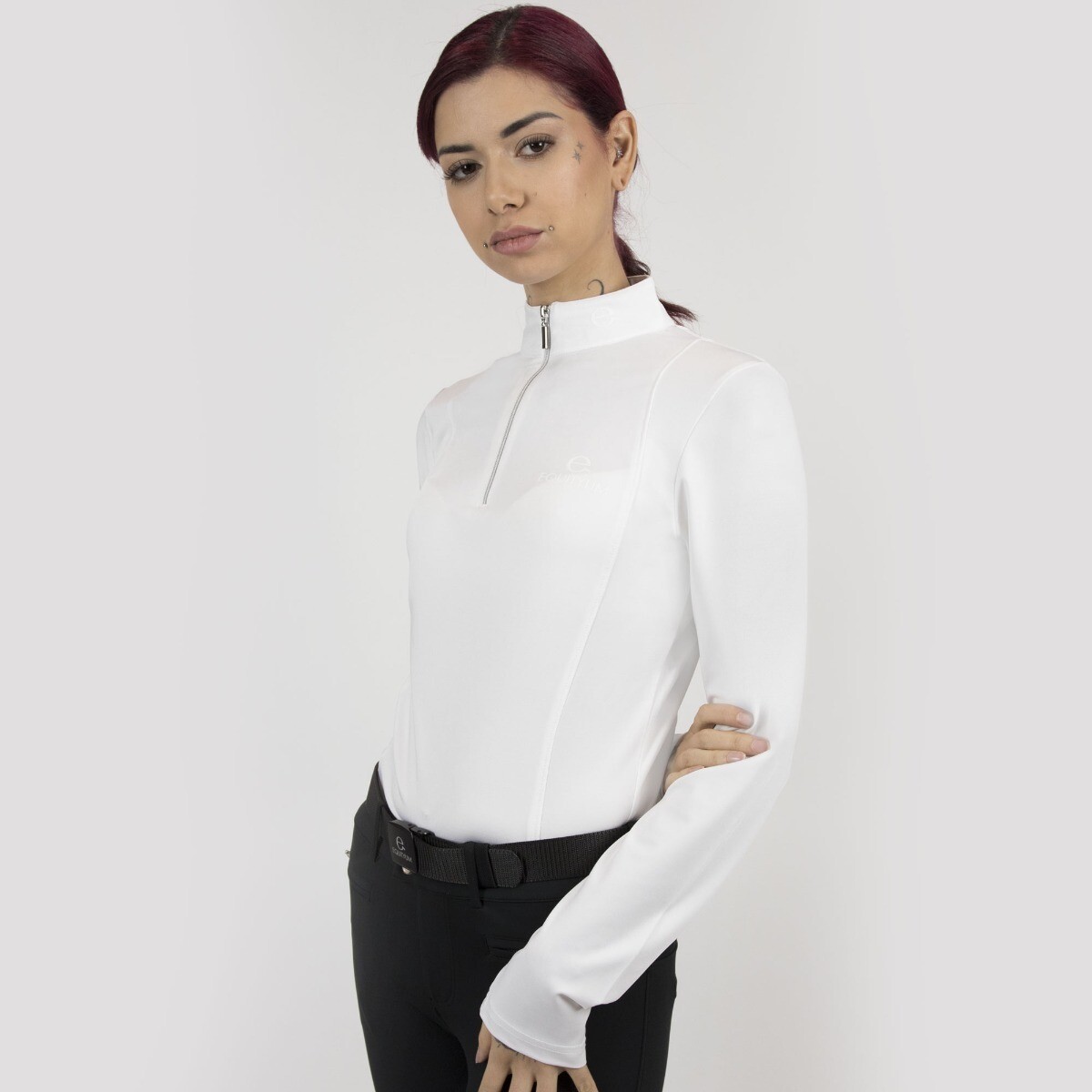 T-Shirt Manica Lunga Donna Equityum Ester, Eleganza Italiana e Funzionalità Tecnica per il Cavaliere e l’Amazzone, Tessuto Traspirante