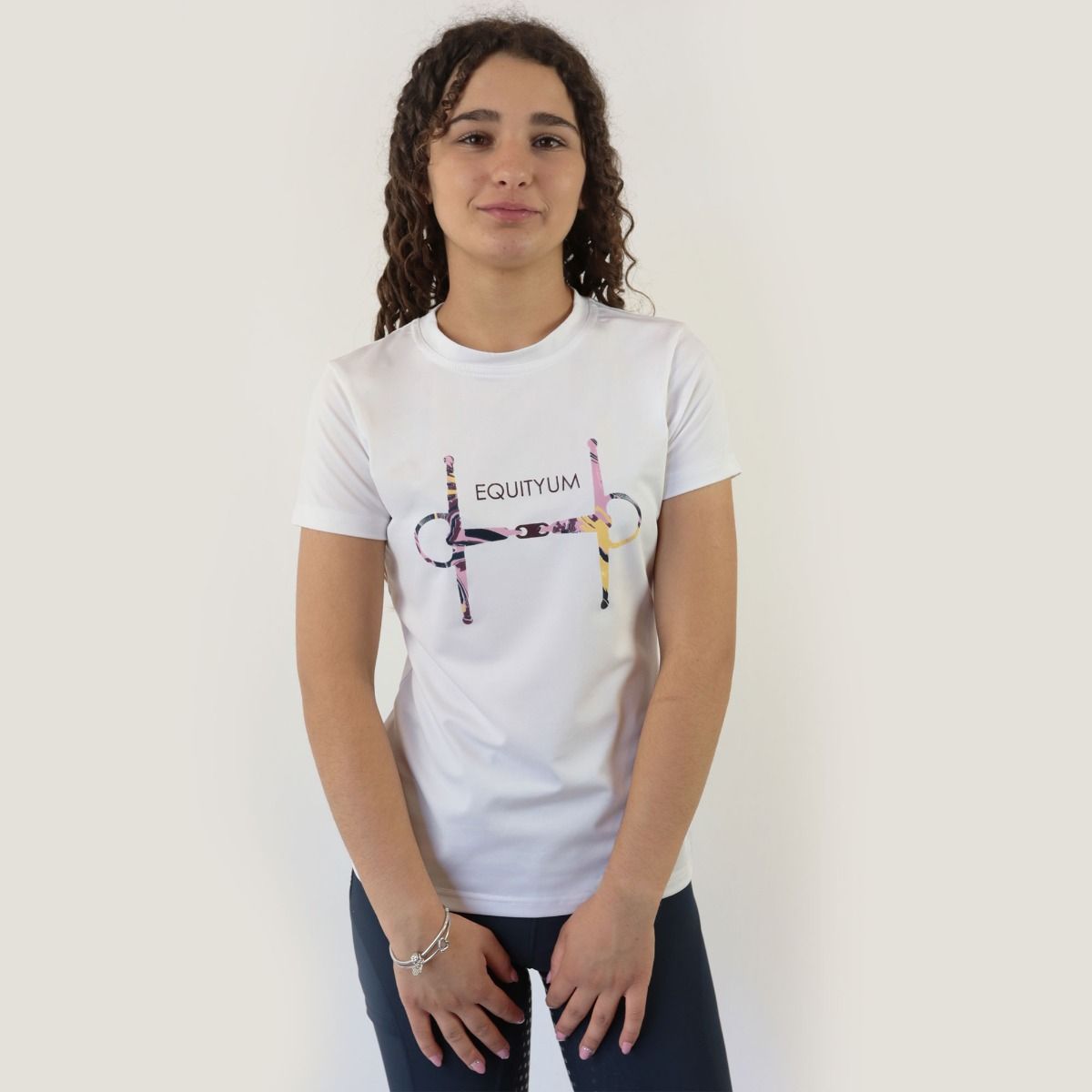 T-Shirt Equitazione Donna Equityum Bit, Colore: Bianco, Taglie: M