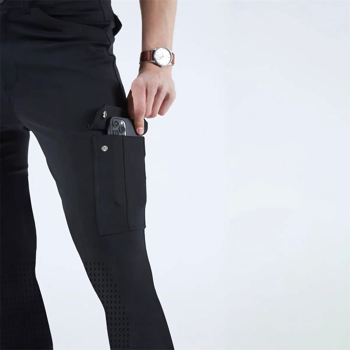 Pantaloni Equitazione Uomo Equityum Elia, Colore: Nero, Taglie: ITA 46