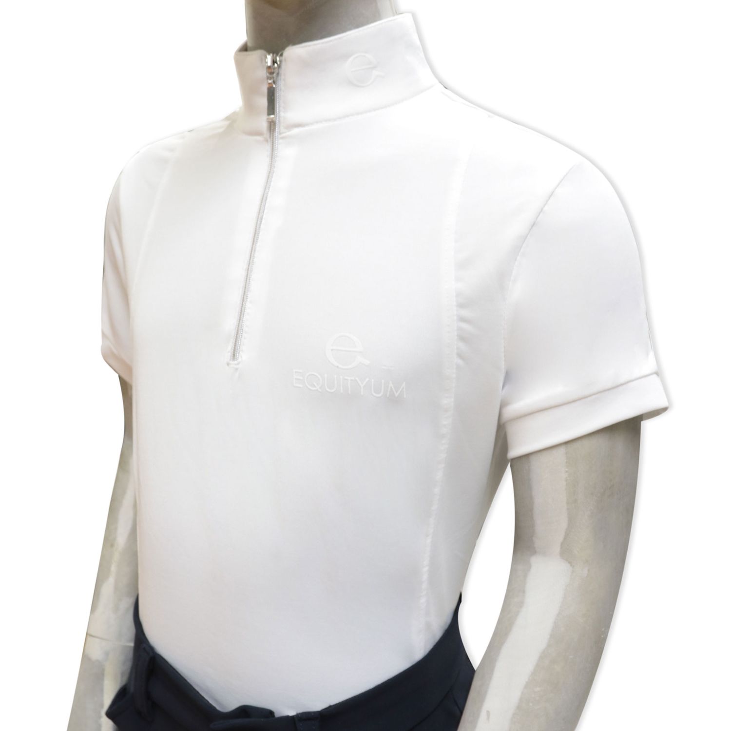 Polo Gara Equitazione Bambina Equityum Lily, Colore: Bianco, Taglie: 10 anni