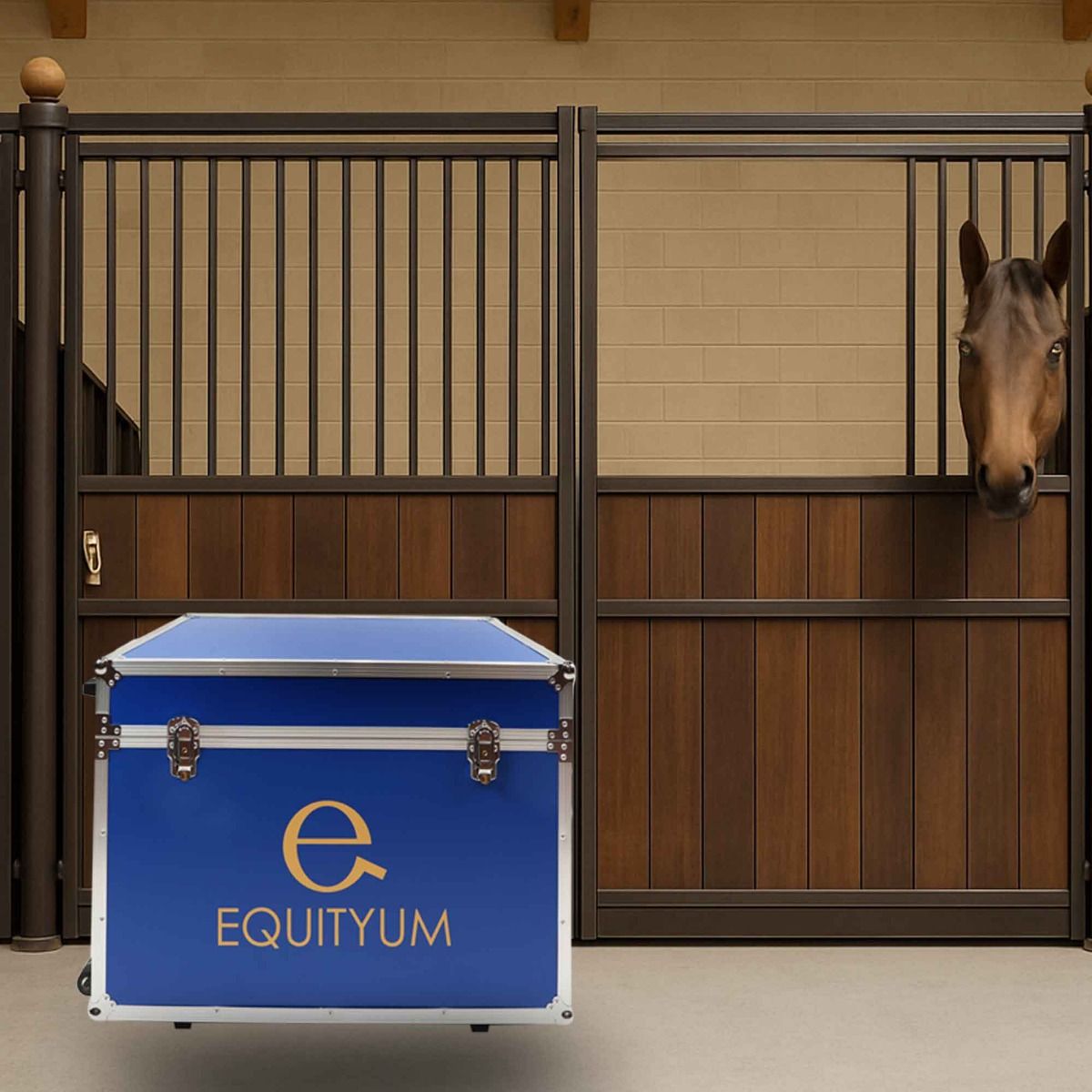 Baule Equityum Con Rotelle e Maniglia Kendrik, Colore: Blu/Argento