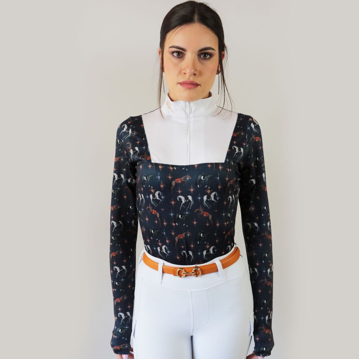 T-Shirt Gara Equityum Donna Domitilla Manica Lunga, Colore: Blu/Bianco, Taglie: XS