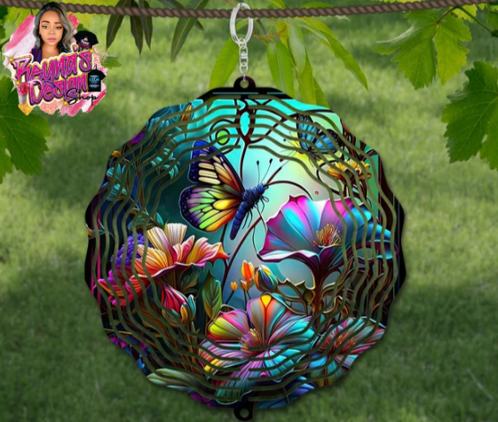 3D Wind Spinner - Stain Glass Butterfly Front and Back design