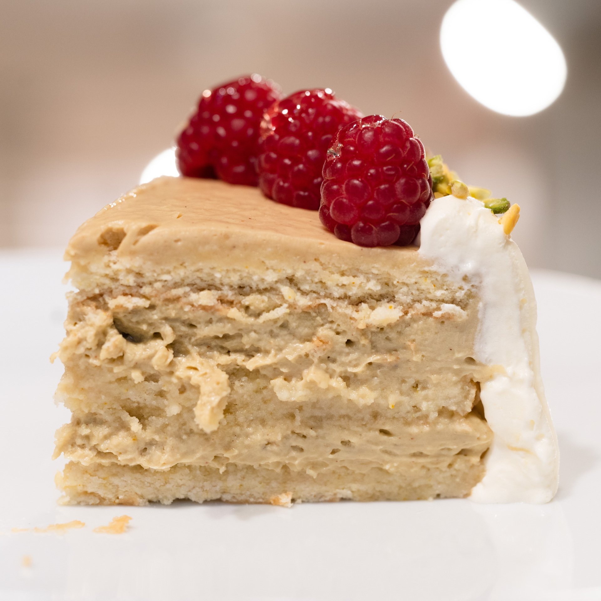 Pistachio & raspberries