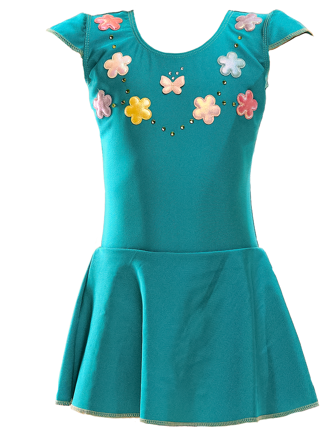 Gimnastični dres z rožicami TURKIZEN