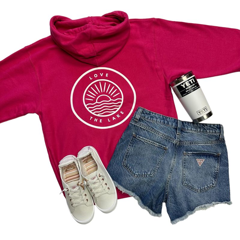 Love The Lake Bright Pink Hoodie